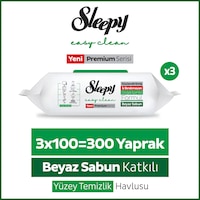 Sleepy Easy Clean Premium Beyaz Sabun Katkılı Yüzey Temizlik Havlusu Mendili 3x100 (300 Yaprak) Sleepy Easy Clean Premium Beyaz Sabun Katkılı Yüzey Temizlik Havlusu Mendili 3x100 (300 Yaprak)
