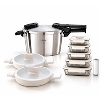 Fissler Vitaquick Premium 4,5 Lt Düdüklü Tencere + Acar 2’li Sahan Seti + Aryıldız 25 Parça Saklama Kabı Seti