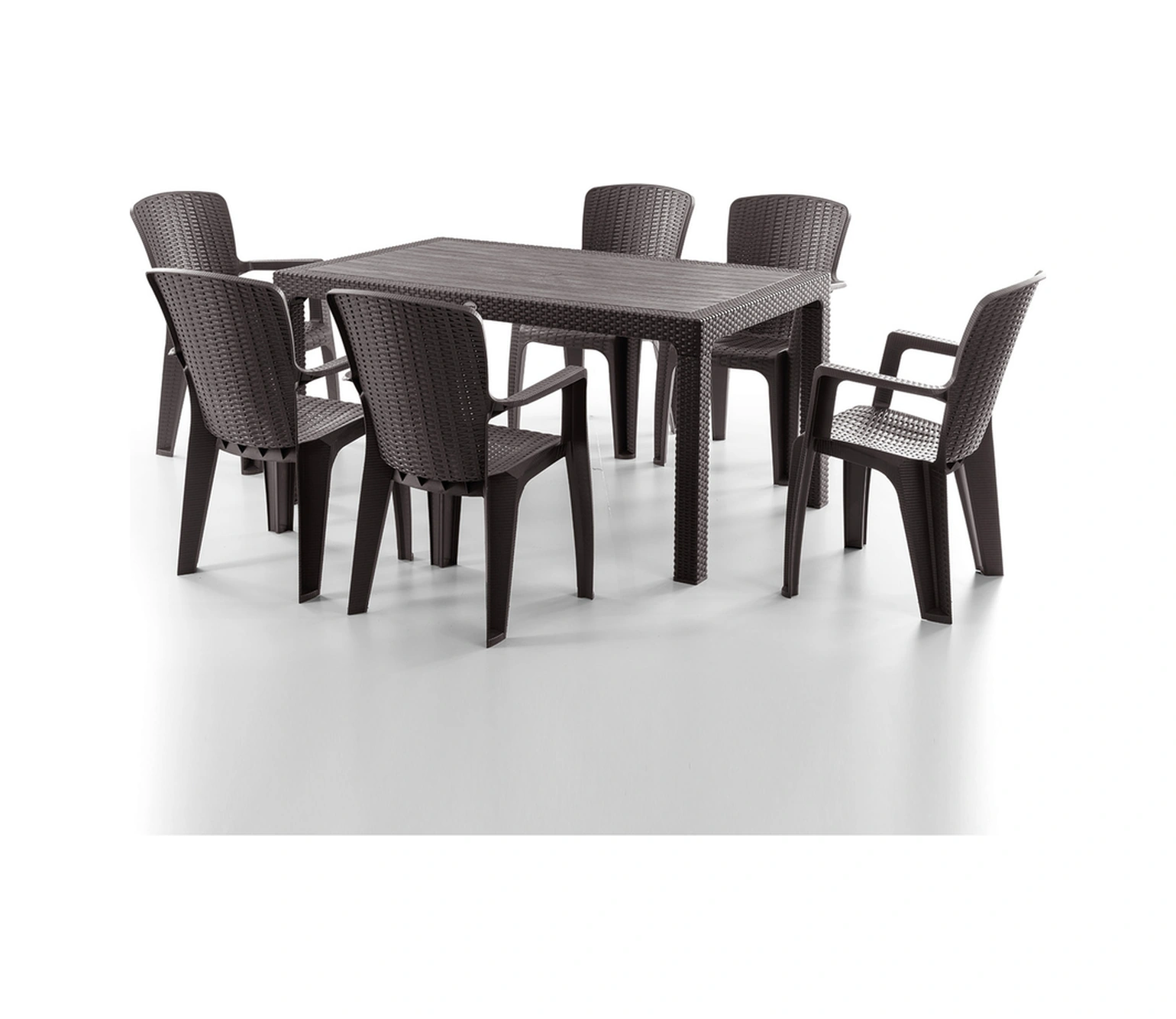 Side 6 Kişilik Rattan Masa Sandalye Takımı Kahve Kahve Side 6 Kişilik Rattan Masa Sandalye Takımı Kahve Kahve