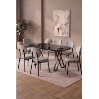 Hooli 90x168 Siyah Mdf Masa, Metal X Ayak, Metal Sandalye, 6 Kişilik Mutfak Masası Takımı Ve Yemek Masası Takımı Açık Gri Hooli 90x168 Siyah Mdf Masa, Metal X Ayak, Metal Sandalye, 6 Kişilik Mutfak Masası Takımı Ve Yemek Masası Takımı Açık Gri