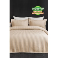 Evlen Home Judy Pamuklu Yatak Örtüsü Pike Takımı Çift Kişilik Çizgili Günlük Sade Düz Bej Bej Evlen Home Judy Pamuklu Yatak Örtüsü Pike Takımı Çift Kişilik Çizgili Günlük Sade Düz Bej Bej