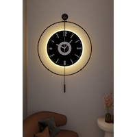 MetaQuartz Aksesuar Büyük Boy - 50 75 Cm Ledli Siyaha Siyah Kadranlı Lux Metal Duva Siyah MetaQuartz Aksesuar Büyük Boy - 50 75 Cm Ledli Siyaha Siyah Kadranlı Lux Metal Duva Siyah