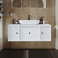 Gusto Ayaksız Oval Lavabolu Mdf 120 Cm Çekmeceli Banyo Dolabı Byz Mat Beyaz Gusto Ayaksız Oval Lavabolu Mdf 120 Cm Çekmeceli Banyo Dolabı Byz Mat Beyaz