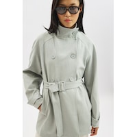 Manuka Yüksek Yaka Kemerli Trençkot Mavi Ss26trc00006-22 Mavi Manuka Yüksek Yaka Kemerli Trençkot Mavi Ss26trc00006-22 Mavi