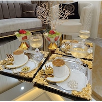 Atabey Home Collection 6'lı Kahve & Çay & Sunum Tepsisi Metal Döküm Gül Model Atabey Home Collection 6'lı Kahve & Çay & Sunum Tepsisi Metal Döküm Gül Model