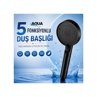 Aqua Sara Siyah 5 Fonksiyonlu Yüksek Basınçlı Ayarlanabilir Duş Başlığı Aqua Sara Siyah 5 Fonksiyonlu Yüksek Basınçlı Ayarlanabilir Duş Başlığı