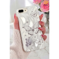 Fibaks iPhone 7 Plus/8 Plus Uyumlu Kılıf Parlak Hologramlı Kelebek Desenli Darbe Emici Kamera Korumalı Silikon Fibaks iPhone 7 Plus/8 Plus Uyumlu Kılıf Parlak Hologramlı Kelebek Desenli Darbe Emici Kamera Korumalı Silikon