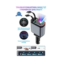 Led Işık Tavan Aydınlatmalı 66w 4'1 Çift Kablolu Hızlı Şarj 3.4a Araç İçi Çakmaklık Şarj Aleti Siyah Led Işık Tavan Aydınlatmalı 66w 4'1 Çift Kablolu Hızlı Şarj 3.4a Araç İçi Çakmaklık Şarj Aleti Siyah