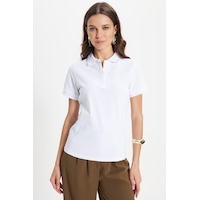 Tudors Kadın Slim Fit Dar Kesim %100 Pamuk Polo Yaka Beyaz Pike Tişört -50833 Tudors Kadın Slim Fit Dar Kesim %100 Pamuk Polo Yaka Beyaz Pike Tişört -50833