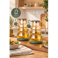 Porsima 3617 Kapaklı Borosilikat Cam 2li Yağlık Sirkelik Seti Yağdanlık Takımı 1000ml Yeşil Yeşil Porsima 3617 Kapaklı Borosilikat Cam 2li Yağlık Sirkelik Seti Yağdanlık Takımı 1000ml Yeşil Yeşil