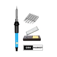 60W Kalem Havya Seti – Metal Stand + 5 Uçlu, Seramik Rezistörlü Lehimleme Takımı 60W Kalem Havya Seti – Metal Stand + 5 Uçlu, Seramik Rezistörlü Lehimleme Takımı