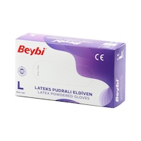 Beybi Lateks Eldiven Pudralı L 100'lü Beybi Lateks Eldiven Pudralı L 100'lü