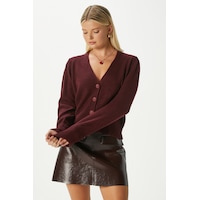 Ritnice Kadın Bold Yumuşak Doku V Yaka Bordo Triko Hırka 70148 Bordo Ritnice Kadın Bold Yumuşak Doku V Yaka Bordo Triko Hırka 70148 Bordo