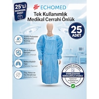 Echomed 25'li Paket Tek Kullanımlık Medikal Cerrahi Önlük Echomed 25'li Paket Tek Kullanımlık Medikal Cerrahi Önlük