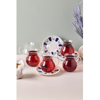 Perotti 17903 Laleli 12 Parça 6 Kişilik Çay Seti 210 Ml Renkli