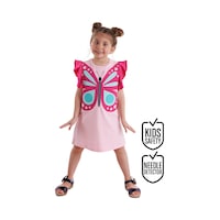 Pembe Kelebek Kız Çocuk Yazlık Fırfırlı Elbise Pembe Kelebek Kız Çocuk Yazlık Fırfırlı Elbise