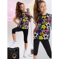 Street Style Kız Çocuk Yazlık T-Shirt Tayt Takım Street Style Kız Çocuk Yazlık T-Shirt Tayt Takım