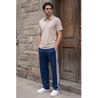Tommylife Parlament-taş Yüzeyi Dokulu Standart Fit Palazzo Erkek Pantolon - 82171