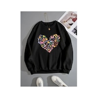 Herkesemoda Renkli Kalp Baskılı Siyah 2 İplik Şardonlu Bisiklet Yaka Sweatshirt Siyah Herkesemoda Renkli Kalp Baskılı Siyah 2 İplik Şardonlu Bisiklet Yaka Sweatshirt Siyah