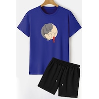 Uyguntarz Tasarım Şort T-shirt Eşofman Takımı Mavi Uyguntarz Tasarım Şort T-shirt Eşofman Takımı Mavi