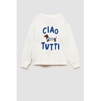 Monila Erkek Çocuk 3 İplik Kumaş Köpek Baskılı Pamuklu Sweatshirt Ekru Monila Erkek Çocuk 3 İplik Kumaş Köpek Baskılı Pamuklu Sweatshirt Ekru