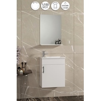Lale 42x24 Cm Beyaz Mdf Seramik Lavabolu Asma Banyo Dolabı Takımı