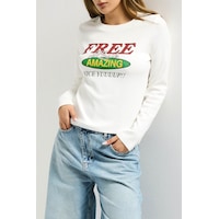 it's basic Kadın Beyaz W5 Free Amazing Baskılı Tasarım Sweatshirt it's basic Kadın Beyaz W5 Free Amazing Baskılı Tasarım Sweatshirt