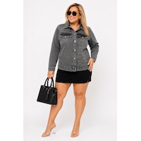 Trieste Büyük Beden Taş İşlemeli Yazı Detaylı Büyük Beden Taş İşlemeli Yazı Detaylı Düğmeli Cepli Yıkamalı Denim Kadın Ceket Antrasit Trieste Büyük Beden Taş İşlemeli Yazı Detaylı Büyük Beden Taş İşlemeli Yazı Detaylı Düğmeli Cepli Yıkamalı Denim Kadın Ceket Antrasit