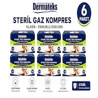 Dermateks Steril Kompres 7,5 7,5 Cm 4 Kat 100'lü 6 Paket Dermateks Steril Kompres 7,5 7,5 Cm 4 Kat 100'lü 6 Paket
