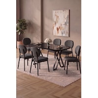 Hooli 90x168 Siyah Mdf Masa, Metal X Ayak, Metal Sandalye, 6 Kişilik Mutfak Masası Takımı Ve Yemek Masası Takımı Antrasit Hooli 90x168 Siyah Mdf Masa, Metal X Ayak, Metal Sandalye, 6 Kişilik Mutfak Masası Takımı Ve Yemek Masası Takımı Antrasit