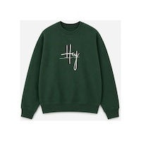 Herkesemoda Hey Yazı Baskı Detaylı Şardonlu 2 İplik Bisiklet Yaka Sweatshirt Yeşil Herkesemoda Hey Yazı Baskı Detaylı Şardonlu 2 İplik Bisiklet Yaka Sweatshirt Yeşil