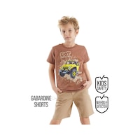 Araba Erkek Çocuk T-shirt Gabardin Şort Takım Araba Erkek Çocuk T-shirt Gabardin Şort Takım