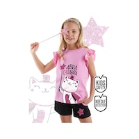 Abra Catabra Fırfırlı Kız Çocuk Yazlık T-Shirt Şort Takım Abra Catabra Fırfırlı Kız Çocuk Yazlık T-Shirt Şort Takım