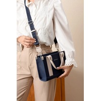 Just Polo Kadın Lacivert Taş Orta Boy Keten El Ve Omuz Çantası 236072mh Lacivert - Taş