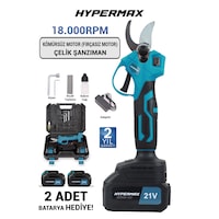 Hypermax Dk-911 Çift Akülü Çelik Şanzuman Göstergeli Şarjlı Dal Ağaç Kesme Bağ Budama Makası