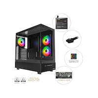 Montech Xr Cam Panel Oyuncu Kasası Siyah Renk + Alpha 80+ Bronze 850w Atx 3.1 Gen5.1 Psu + 6 Port Fa Montech Xr Cam Panel Oyuncu Kasası Siyah Renk + Alpha 80+ Bronze 850w Atx 3.1 Gen5.1 Psu + 6 Port Fa