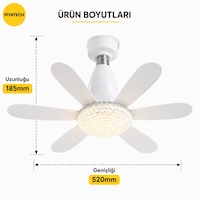 E27 Duylu Kumandalı 6 Kanatlı Pervaneli Led Tavan Lambası 30w 3 Renk Işıklı Fanlı Avize E27 Duylu Kumandalı 6 Kanatlı Pervaneli Led Tavan Lambası 30w 3 Renk Işıklı Fanlı Avize