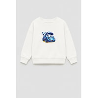 Monila Erkek Çocuk 3 İplik Kumaş Araba Baskılı Pamuklu Sweatshirt Ekru Monila Erkek Çocuk 3 İplik Kumaş Araba Baskılı Pamuklu Sweatshirt Ekru