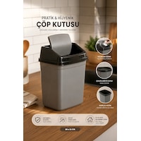 Porsima 0101 Kapaklı Gri-siyah Çöp Kutusu - Favori Banyo Ve Mutfak Çöp Kovası 5lt Siyah Porsima 0101 Kapaklı Gri-siyah Çöp Kutusu - Favori Banyo Ve Mutfak Çöp Kovası 5lt Siyah