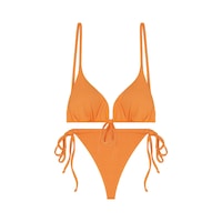 İpli Üçgen Dokulu Bikini Takımı Turuncu İpli Üçgen Dokulu Bikini Takımı Turuncu