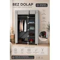 Perilla 63005 Porty Bez Gardırop 99x50x151 Cm Raflı Ve Askılı Kumaş Elbise Dolabı Beyaz Perilla 63005 Porty Bez Gardırop 99x50x151 Cm Raflı Ve Askılı Kumaş Elbise Dolabı Beyaz
