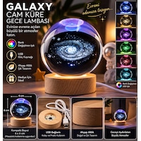 Galaxy Cam Küre Gece Lambası Usb Li Renk Değiştiren Ahşap Altlıklı Dekoratif Masa Lambası 6 Cm Şeffaf Galaxy Cam Küre Gece Lambası Usb Li Renk Değiştiren Ahşap Altlıklı Dekoratif Masa Lambası 6 Cm Şeffaf