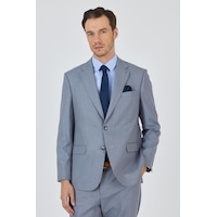 İmza Mavi Mono Yaka Astarlı Çift Yırtmaç Esnek 4 Drop Comfort Fit Classic Takım Elbise 1001250160 Mavi
