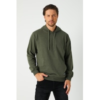Mmetalic Erkek Haki Basic Kapüşonlu Regular Fit Normal Kesim 2 İplik Kumaş Günlük Sweatshirt Haki Mmetalic Erkek Haki Basic Kapüşonlu Regular Fit Normal Kesim 2 İplik Kumaş Günlük Sweatshirt Haki