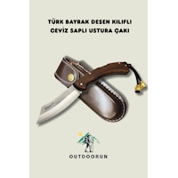 Outdoorun Türk Bayrak Desen Kılıflı Ceviz Saplı Ustura Kamp Çakı 18 Cm Kahverengi Outdoorun Türk Bayrak Desen Kılıflı Ceviz Saplı Ustura Kamp Çakı 18 Cm Kahverengi