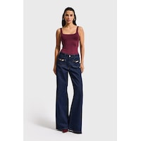 it's basic Kadın İndigo 7s6-50 Midrise Wide Leg Fit Viskon Kumaş Aksesuar Detaylı Denim Jean it's basic Kadın İndigo 7s6-50 Midrise Wide Leg Fit Viskon Kumaş Aksesuar Detaylı Denim Jean