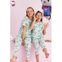 Siyah İnci Lisanslı %100 Pamuk Çok Renkli Bisklet Yaka Pijama Takım Hk002 Yeşil Siyah İnci Lisanslı %100 Pamuk Çok Renkli Bisklet Yaka Pijama Takım Hk002 Yeşil