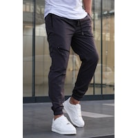 Madmext Füme Fermuar Detaylı Paraşüt Jogger Pantolon Füme