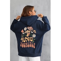 Just Baskılı Bisiklet Yaka Sweatshirt Lacivert Just Baskılı Bisiklet Yaka Sweatshirt Lacivert