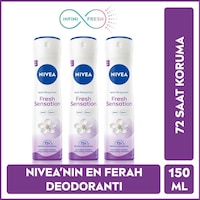 Nivea Fresh Sensation Kadın Sprey Deodorant 150 Ml,72 Saat perspirant Koruma,uzun Süren Ferahlık X3 Nivea Fresh Sensation Kadın Sprey Deodorant 150 Ml,72 Saat perspirant Koruma,uzun Süren Ferahlık X3